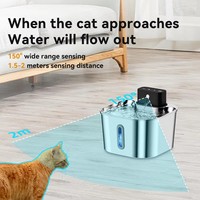 Fontaine à eau pour animaux de compagnie fiable en acier inoxydable 2,2 L, carrée, avec capteur de fenêtre vertical, pour chats