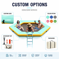 Plateforme flottante gonflable hexagonale personnalisée avec accessoires complets, quai flottant en maille à forte capacité de charge pour yacht et complexe hôtelier, vente en gros