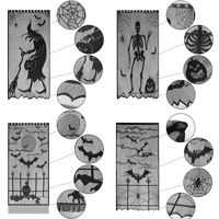 Nappe d'Halloween, draperie de cheminée toile d'araignée, chemin de table jetable chauve-souris et araignée, ensemble de décoration abat-jour, matériau PET, usage intérieur