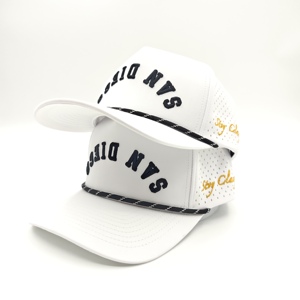 3D Embroidery 5 Panel Waterproof Laser Cut Golf <b>Cap</b> Curved Brim Snapback Polyester Wholesale OEM Custom Design - Product Image 3