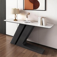 Console d'entrée murale en métal avec plateau en ardoise, design moderne et minimaliste de luxe pour la décoration de couloir