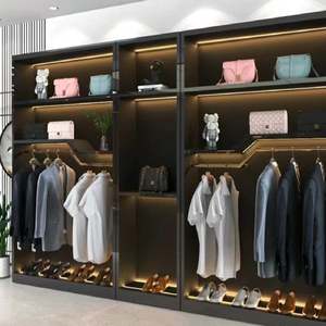 Armoire à vêtements en bois de style moderne, présentoir commercial pour magasin, centre commercial, hôtel et bar à domicile, présentoir mural - Product Image 3