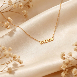 Delicata Collana in Oro MOM con <span class=keywords><strong>Cuore</strong></span>, Regalo Personalizzato per la Festa <span class=keywords><strong>della</strong></span> <span class=keywords><strong>Mamma</strong></span>, Gioielli alla Moda per <span class=keywords><strong>Mamma</strong></span> - Product Image 3