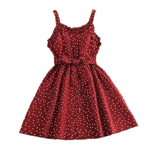 Vestido Rojo sin Mangas con Estampado de Puntos Blancos para Niñas de 4 a 7 Años, Estilo Dulce, Venta al por Mayor de Fábrica de Ropa Infantil - Product Image 1