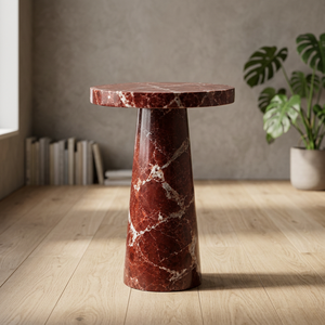 Mesa Auxiliar Moderna de Mármol Rojo Levanto para Muebles de Sala de Estar - Product Image 1
