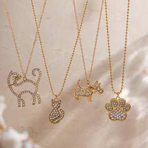 2026 Heißer Verkauf Niedliche Haustier Katze Hund Anhänger Halskette 18K Gold Edelstahl Minimalistische Zarte Halskette für Frauen - Product Image 1