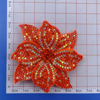 Appliques à coudre en maille de strass à dos plat en cristal, motif fleur 3D, pour robes de mariée, vêtements et chapeaux