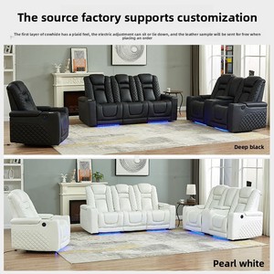 Dreisitzer Elektrisches Echt leder Modernes <span class=keywords><strong>Sofa</strong></span> Anpassbares Heimkino-<span class=keywords><strong>Sofa</strong></span> mit Tassen-und Couch tisch möbeln für das Wohnzimmer - Product Image 4
