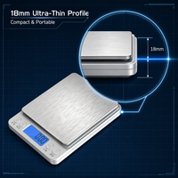 Báscula Digital de Cocina de 3 kg, Alta Precisión, Electrónica, para Alimentos, con Pantalla LCD de Acero Inoxidable, para Hornear, Cocinar y Uso Doméstico