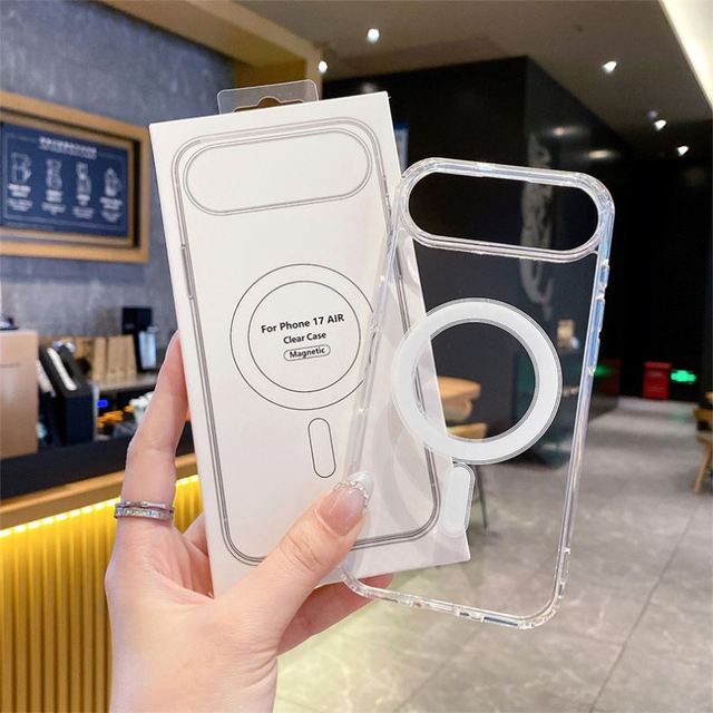 For iPhone 17 Air Case Transparent TPU PC Shockproof Magnetic Clear Mobile Phone Cover for iPhone 17 16 15 14 13 12 11 Pro Max