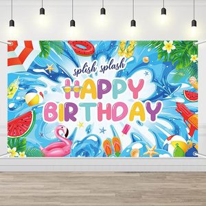 Latar Belakang Fotografi Ulang Tahun Hawaii Musim Panas Latar Belakang Payung Bunga <span class=keywords><strong>Flamingo</strong></span> Pantai Spanduk Pesta Baby Shower yang Dapat Disesuaikan - Product Image 5