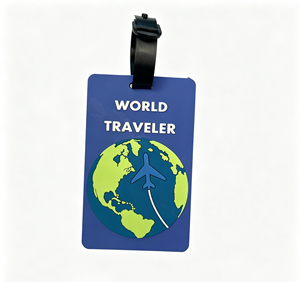 Étiquette de bagage personnalisée en caoutchouc avec porte-billetterie portable, sangle en PVC / boucle en plastique / carte en papier pour bagages de voyage, hôtels et événements - Product Image 1