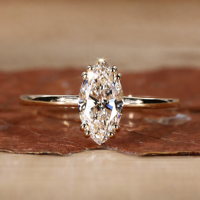 Bague de fiançailles personnalisée en or 10/14/18 carats/platine avec diamant de laboratoire taille marquise, commande minimum 1 échantillon pour les marques de bijoux
