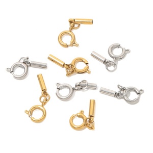 Fermoir à ressort avec tube d'extrémité |   Connecteur de collier et de bracelet en acier inoxydable plaqué or 18K PVD pour la fabrication de bijoux DIY - Product Image 5