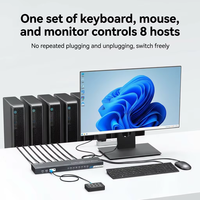 Conmutador KVM USB 8 en 1 con 8 Puertos, Cable Específico para KVM, Material Esmerilado, Interfaz HDMI
