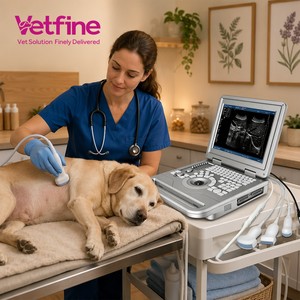 Échographe vétérinaire portable noir et blanc haute résolution avec double connecteur de sonde et batterie intégrée pour animaux d'élevage - Product Image 1