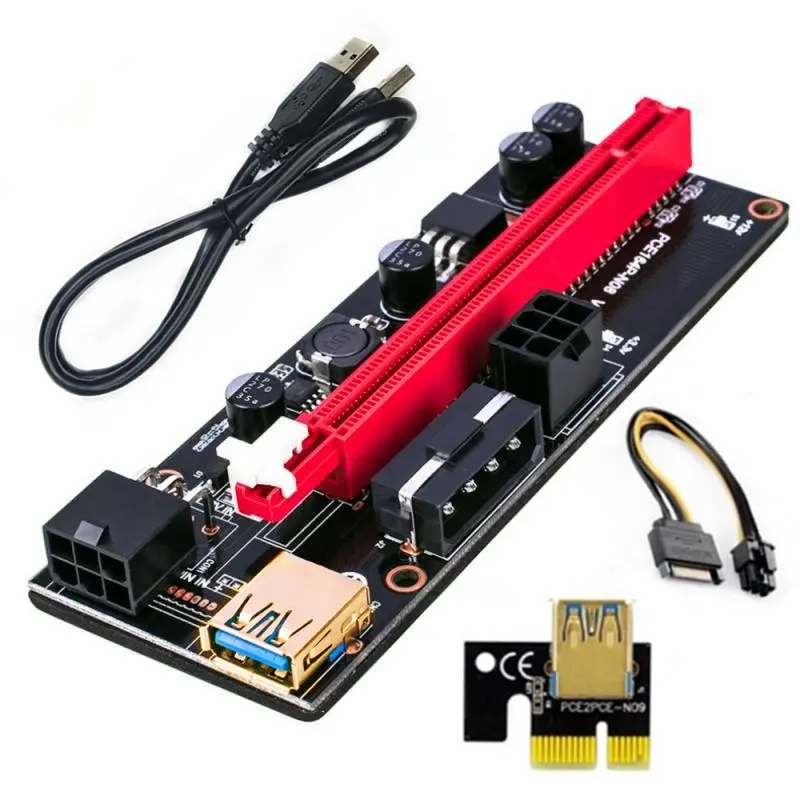 60CM 009S Riser 6Pin 4Pin PCI-E 1X to 16X Riser Card Extender PCI Express X16 Graphics Card GPU Adapter in stock