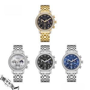 Diamond-studded multi-functional men's watch with <b>chronograph</b> and calendar function Manufacturer's wholesale quartz wristwatch. - Product Image 6