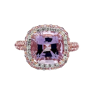Nouvelle bague en diamant rose micro-incrustée de style européen et américain, élégante bague en zircon simulé - Product Image 1