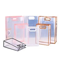 Sac de courses écologique recyclable en PP transparent à fond carré, impression offset, poignée, logo personnalisé pour emballage cadeau et vente au détail