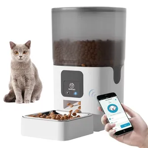 Xách tay tự động mèo thực phẩm Dispenser internet wifi kiểm soát làm bằng ABS Công suất lớn pin Powered thả các tính năng