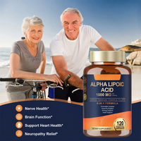 Acide alpha-lipoïque 1000 mg en capsules avec curcuma, vitamines C, E, B12, sélénium, complément alimentaire, 120 capsules, formule 6-en-1