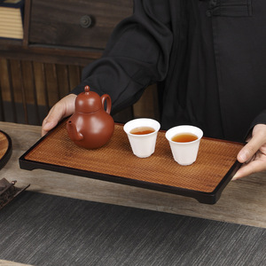 Bamboo Woven Dry <b>Tea</b> Tray Oval Rectangular Japanese Style <b>Tea</b> <b>Set</b> Holder Simple Household Use - Product Image 3