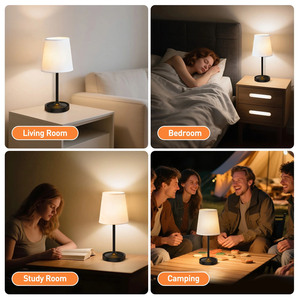 Cordless Rechargeable <b>Bedside</b> Table Lamp,Dimmable Desk Lamp with USB Charging Port & Fabric Shade for Bedroom Living Room - Product Image 6
