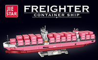 Contenedor de Envío de Plástico ABS, Bloques de Construcción de Barcos, Modelo de Barco de Colección, Barco de Transporte Rosa, Adorno de Alta Dificultad
