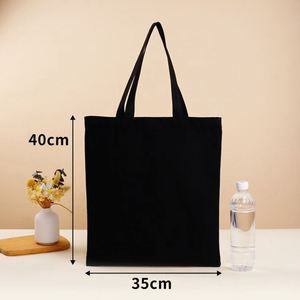 Eco-Friendly Linen <b>Canvas</b> <b>Tote</b> Bag Custom Logo Printed Black Storage Cotton Bag with Handles Reusable for Packaging - Product Image 2