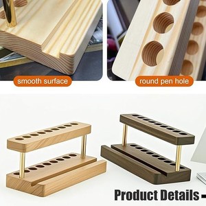 Wooden <b>Pen</b> <b>Holder</b> Solid Wood Desktop Stationery Storage Rack Multi Functional <b>Pen</b> Stand For Office Study Use - Product Image 4