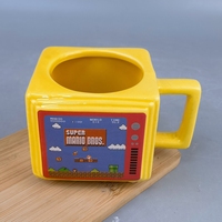 Mug en céramique rétro en forme de téléviseur ancien avec poignée et couvercle, Super Mario carré, idéal pour la maison, pour la bière, le thé, cadeau, emballage en boîte de couleur