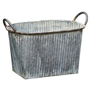 Hot Selling Rustic Metal Bathtub <b>Rectangle</b> Outdoor Decorative Container Galvanized Finish Outdoor decorative Antique <b>Planters</b> - Product Image 6