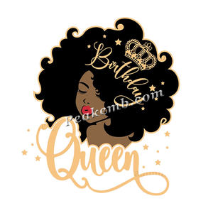 お誕生日おめでとうアフロクイーンアイアンのヒートプレスビニール熱転写印刷ステッカー - Product Image 1