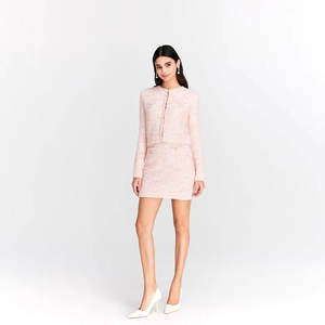 Cárdigan de punto con fragancia pequeña y botones elegantes mezclados con hilo Floral para mujer con logotipo personalizado, suéter de punto informal con cuello redondo para mujer, Primavera - Product Image 4