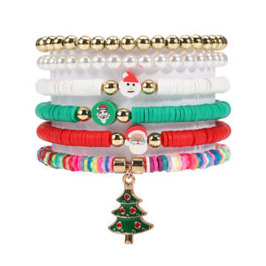 Mujeres 6 unids/pack estiramiento colorido encanto Navidad pila letras multicapa amistad pulseras - Product Image 4