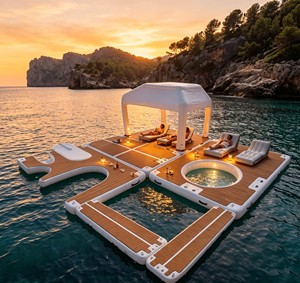 Île flottante gonflable commerciale, plateforme de <span class=keywords><strong>piscine</strong></span> en EVA Drop-Stitch pour les vacances en mer ou en lac en extérieur - Product Image 1