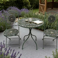 Ensemble table et chaises pliantes en fer de style bistrot moderne - Mobilier d'extérieur adapté pour balcon et parc