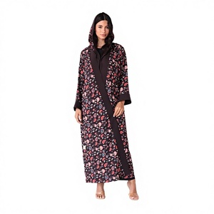 Abaya musulmane LEDUO personnalisée, décontractée et modeste, en viscose unie, style ouvert, respirante, pour le printemps et Diwali - Product Image 1