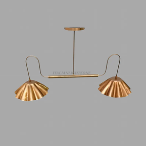 Lustre moderne élégant de style mi-siècle en laiton fait main, suspension plafond Sputnik italienne à 2 lumières, finition personnalisée, montage encastré - Product Image 3