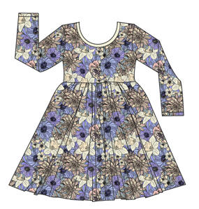 Vestido Infantil de Manga Larga de Bambú con Estampado de Dibujos Animados, Vestido Tipo Jersey para Niña, Ropa de Trabajo Infantil - Product Image 3