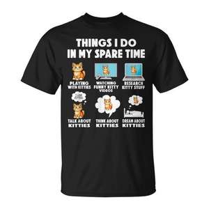 T-shirt « Cat Things I Do In Spare Time », cadeau amusant pour les amoureux des chats, pour les passionnés de chats - Product Image 1
