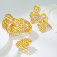 Parure de bijoux pour femme, design feuille classique, plaqué or Dubaï Nigéria, grand collier pour mariage et fête