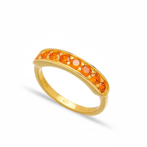 Orange Citrine Zircon Stone <b>CZ</b> Band <b>Ring</b> Turkish Wholesale Elegant Simple Handmade 925 Sterling Silver Jewelry - Product Image 2