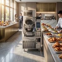 Robot de cuisson commercial T-Chef TC-40EA pour sautés, écran tactile, économie d'énergie, autonettoyant, en fonte/acier inoxydable