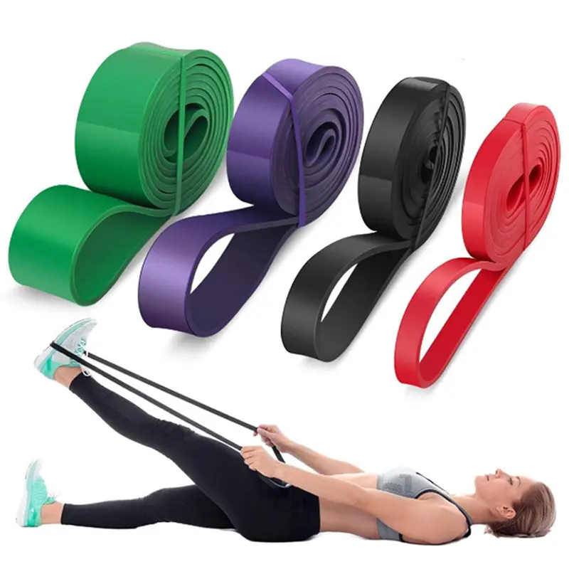 Berbagai warna 100% lateks alami Yoga Tpe elastis peregangan pita resistensi kustom pita latihan
