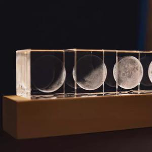Bán buôn 3D laser khắc ánh sáng mặt trăng sáng trang trí nội thất pha lê <span class=keywords><strong>LED</strong></span> đêm nhỏ đèn 4 ánh sáng mặt trăng một bộ với cơ sở bằng gỗ - Product Image 2
