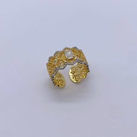 Cincin Jari Pertunangan Hadiah Pesta Berlapis Dua Warna Tembaga Desain Bizantium Baru Perhiasan Retro Fashion dengan Zirkon Kubik.