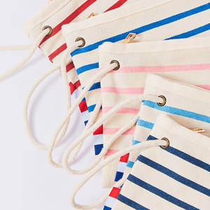 Beauty Stripes Cosmetic Bag Fashion Zipper Makeup Bag Pochette d'accessoires en toile française Pochette à fermeture éclair en toile de coton biologique recyclé - Product Image 4