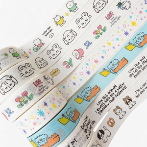 2026 Viral Love <span class=keywords><strong>Yourself</strong></span> Esthétique Étanche Acrylique Washi Tape Guérison Citation & Mignon Bichon Chien Masquage Ruban pour la Journalisation - Product Image 1